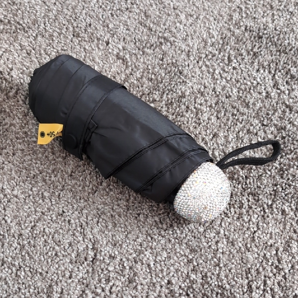 Black Umbrella with Silver Disco Ball Handle